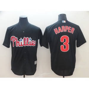 Men Philadelphia Phillies 3 Harper Black Game MLB Jerseys1